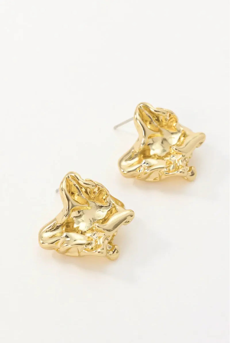 Crush Earrings 18K Gold-Plated Organic Crumpled Design
