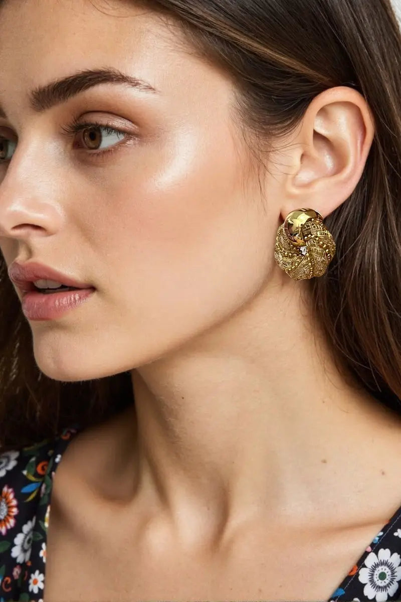 Bliss Earrings Elegant Mesh Wrapped Design with Sparkling Crystals All-Glows