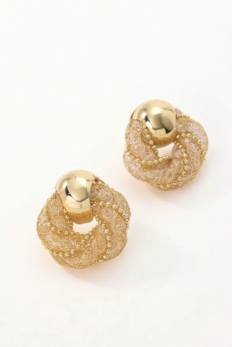 Bliss Earrings: Elegant Mesh Design with Sparkling Crystals