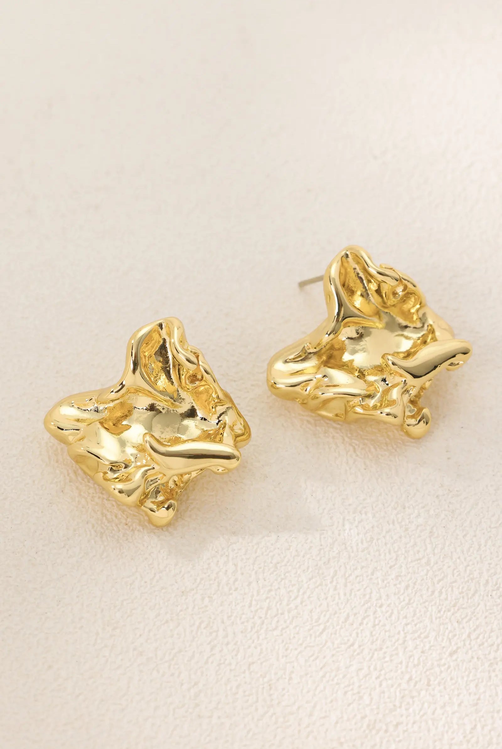18K Gold-Plated Crumpled Design Earing