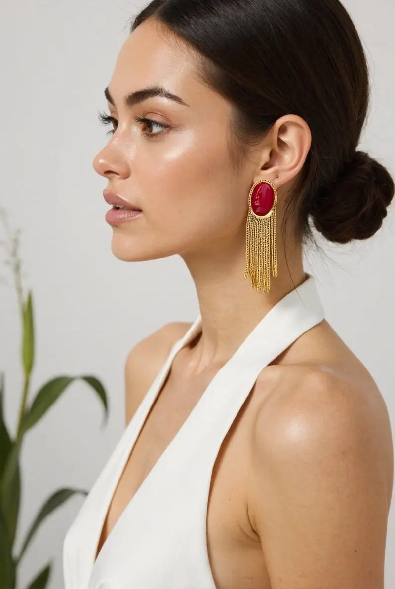 Eclipse Vintage Tassels Earrings Red