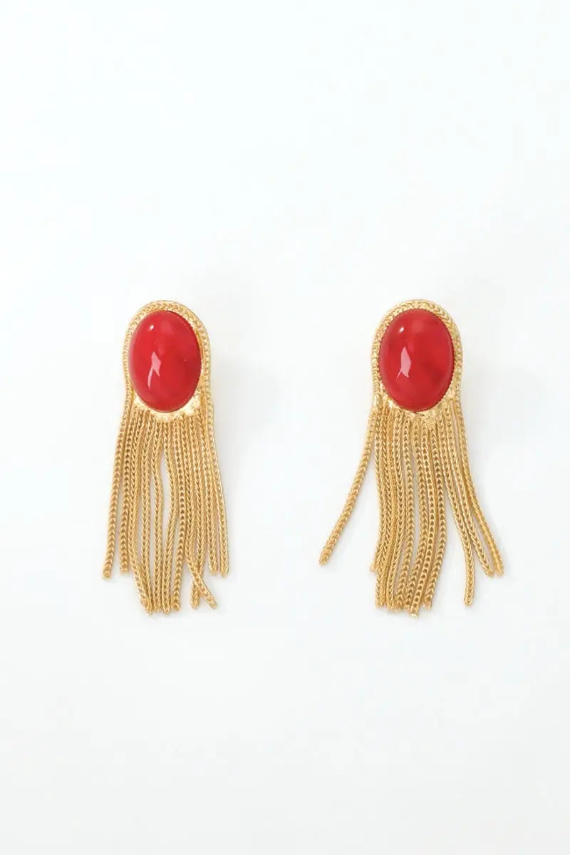 Shop Eclipse Vintage Tassel Red Bead Earring Online