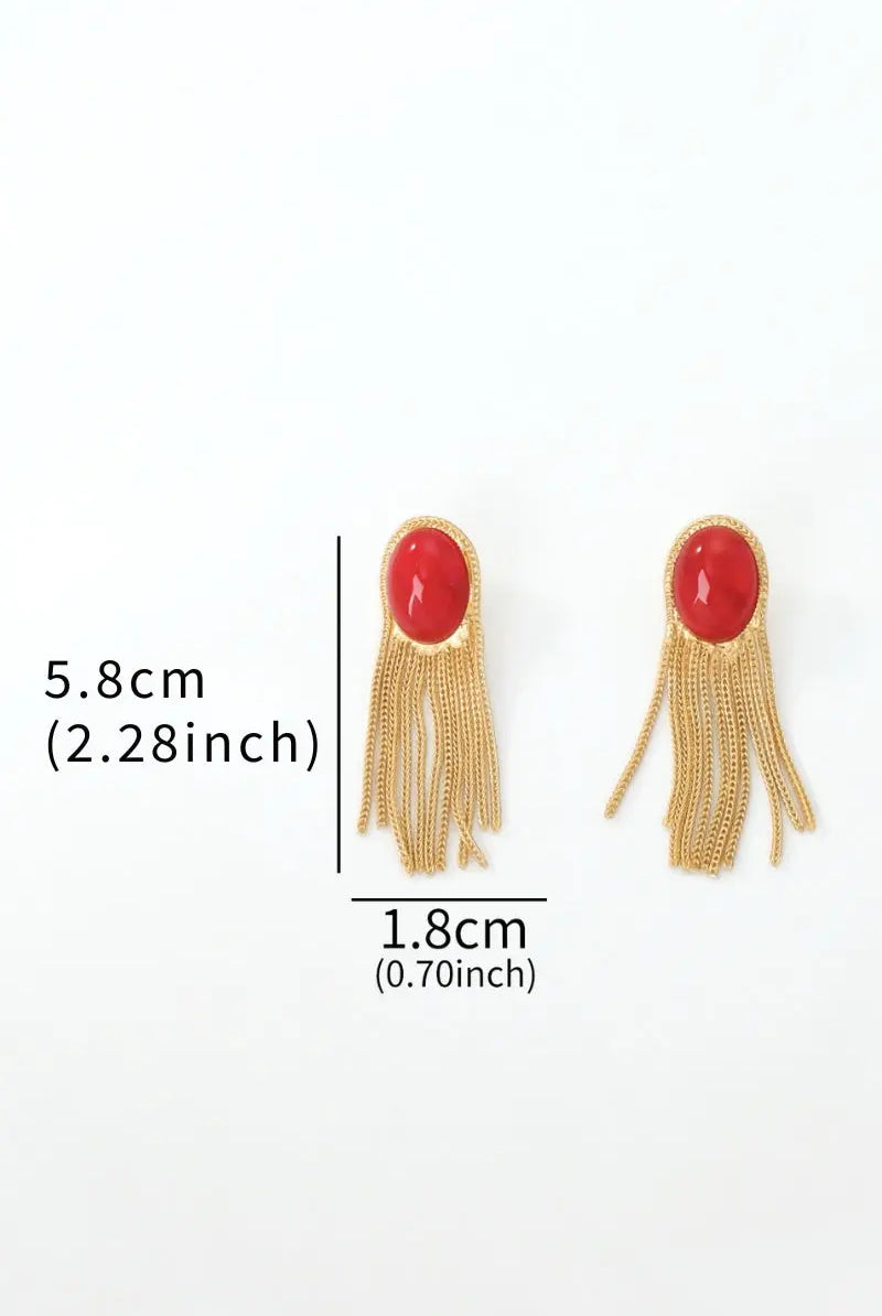 Shop for Red Beads Eclipse Vintage Tassels Earrings