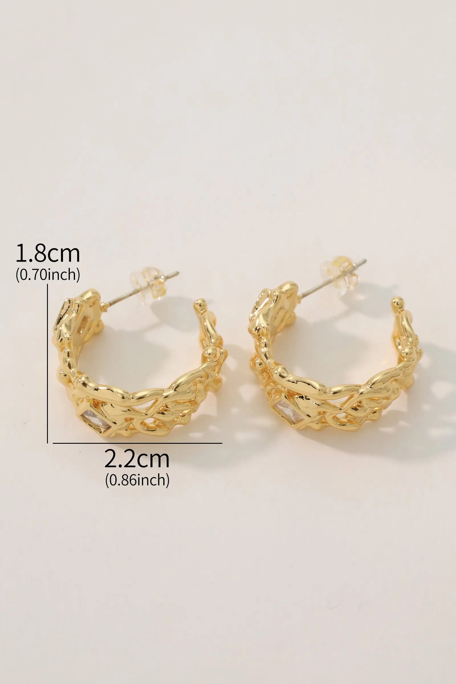 18K Gold-Plated Brass Ember Earring with Square Zirconia