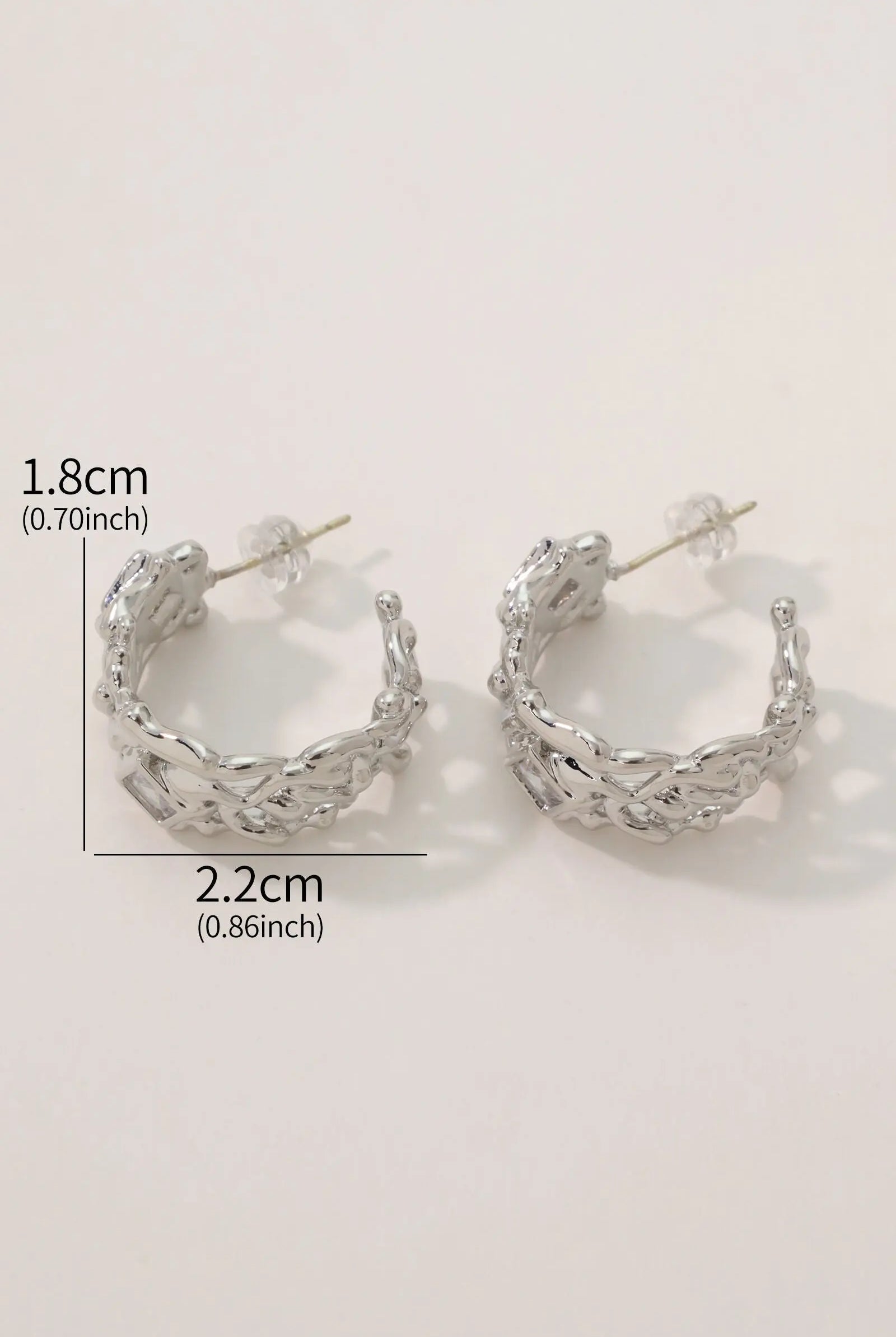 Ember Earrings with Square Zirconia & Platinum-Plated Brass