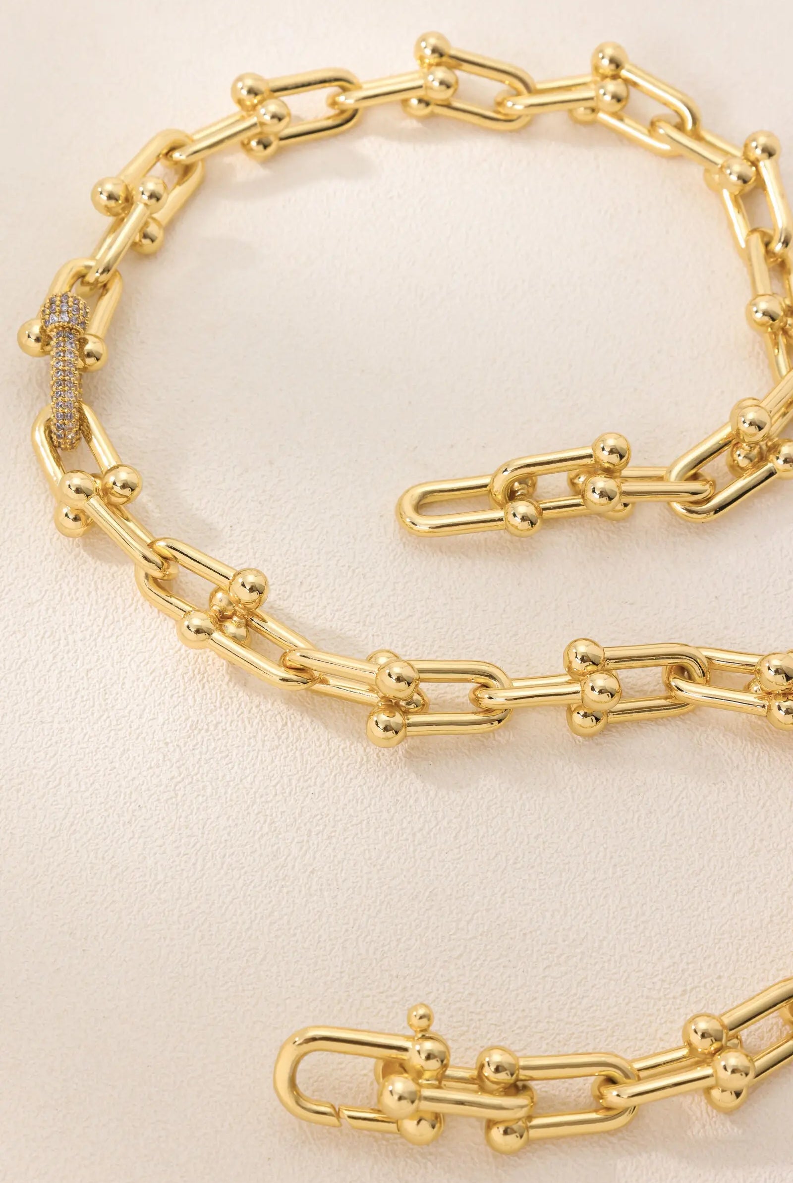 Hoof Chain Necklace – 17.5" U-Link Design with Swarovski Crystals & Convertible Bracelet All-Glows