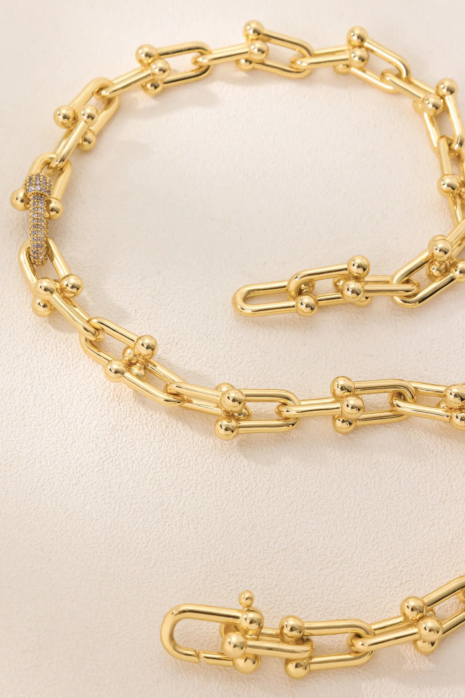 Hoof Chain Necklace – 17.5" U-Link Design with Swarovski Crystals & Convertible Bracelet All-Glows