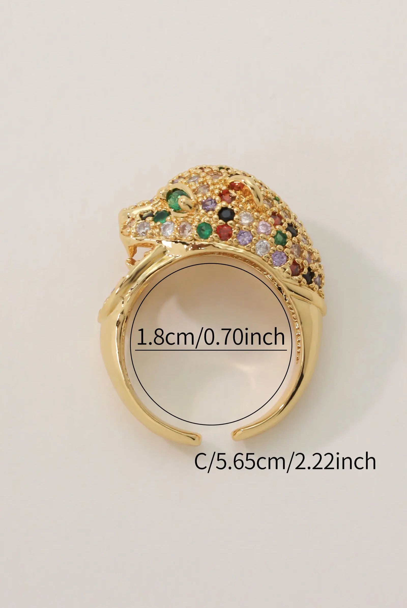 Jaguar Open Ring - 18K Gold-Plated Brass with Colorful Rhinestones All-Glows