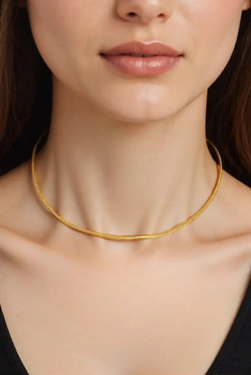 Mars Flexible Herringbone Chain Necklace - 18K Gold-Plated Brass - Elegant Statement Jewelry All-Glows