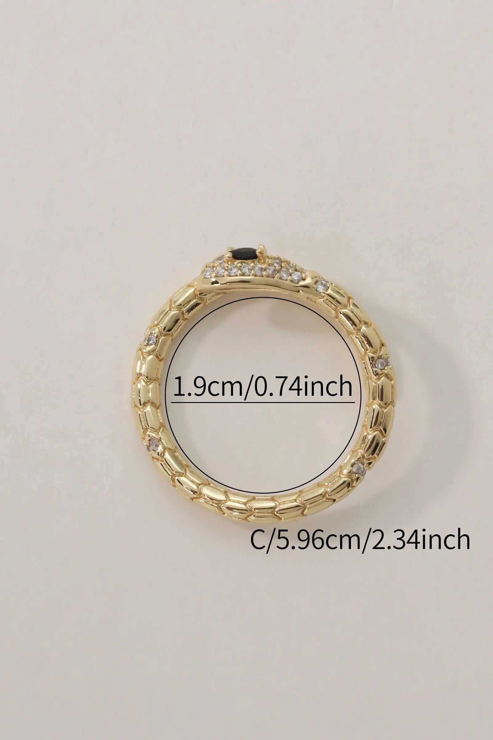 Mystique Open Ring: 18K Gold-Plated Brass Coiled Snake Design with Zirconia Stones