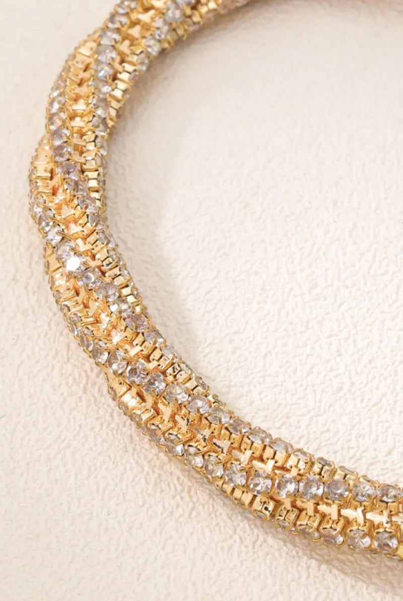 Nova Bracelet – Twisted Design with Crystal Dazzling Cuff All-Glows
