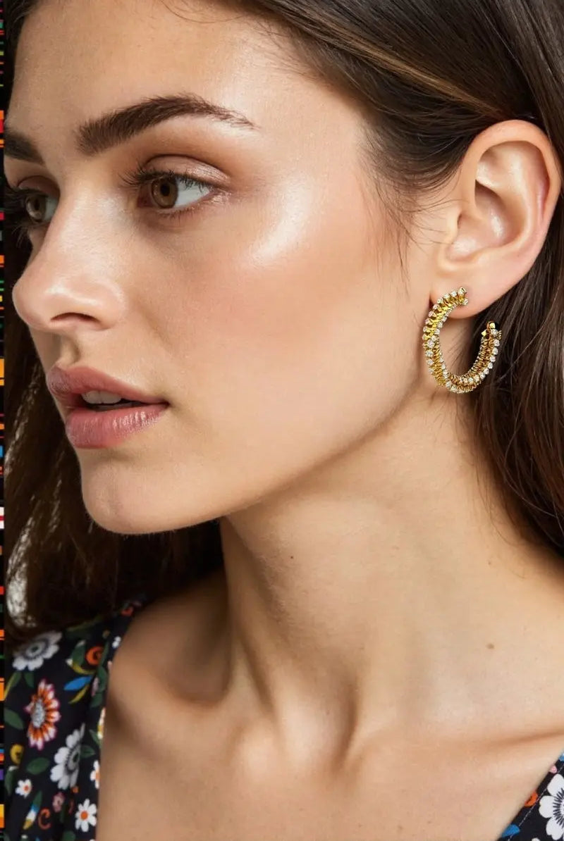 Nova Twisted Crystal Dazzling Hoop Earrings All-Glows