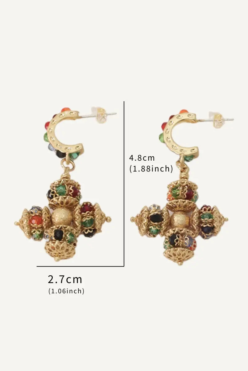 Opulence Crystal Earrings – 18K Gold-Plated with Swarovski Crystals and Multicolored Gemstones All-Glows