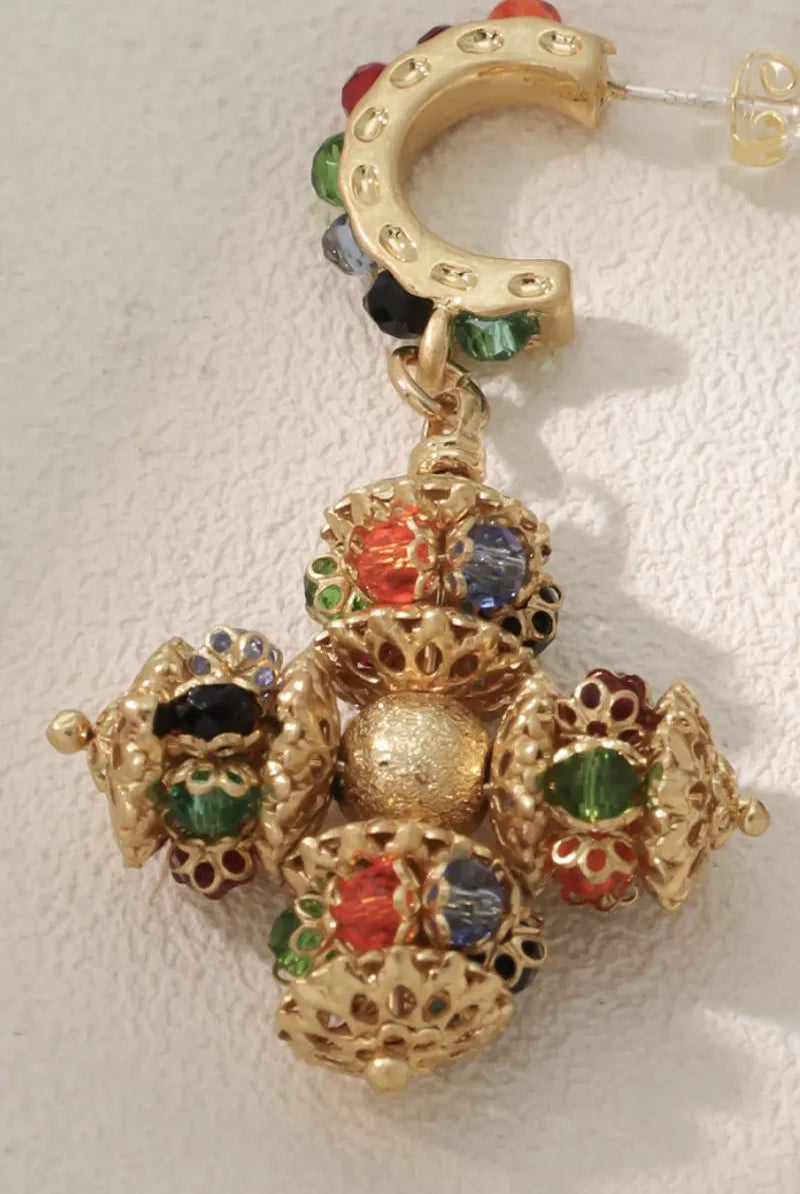 Opulence Crystal Earrings – 18K Gold-Plated with Swarovski Crystals and Multicolored Gemstones All-Glows