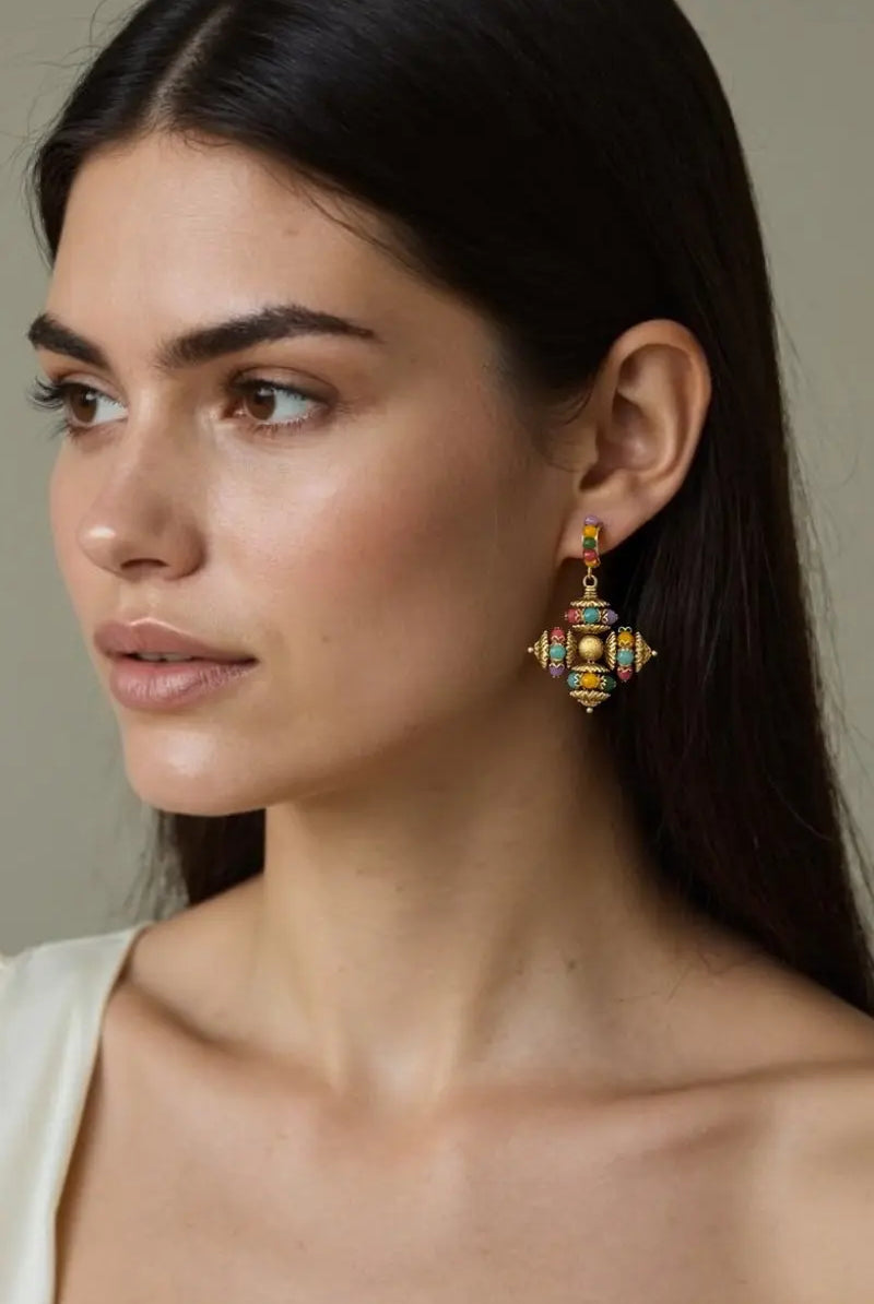 Opulence Earrings with Artificial Gemstones