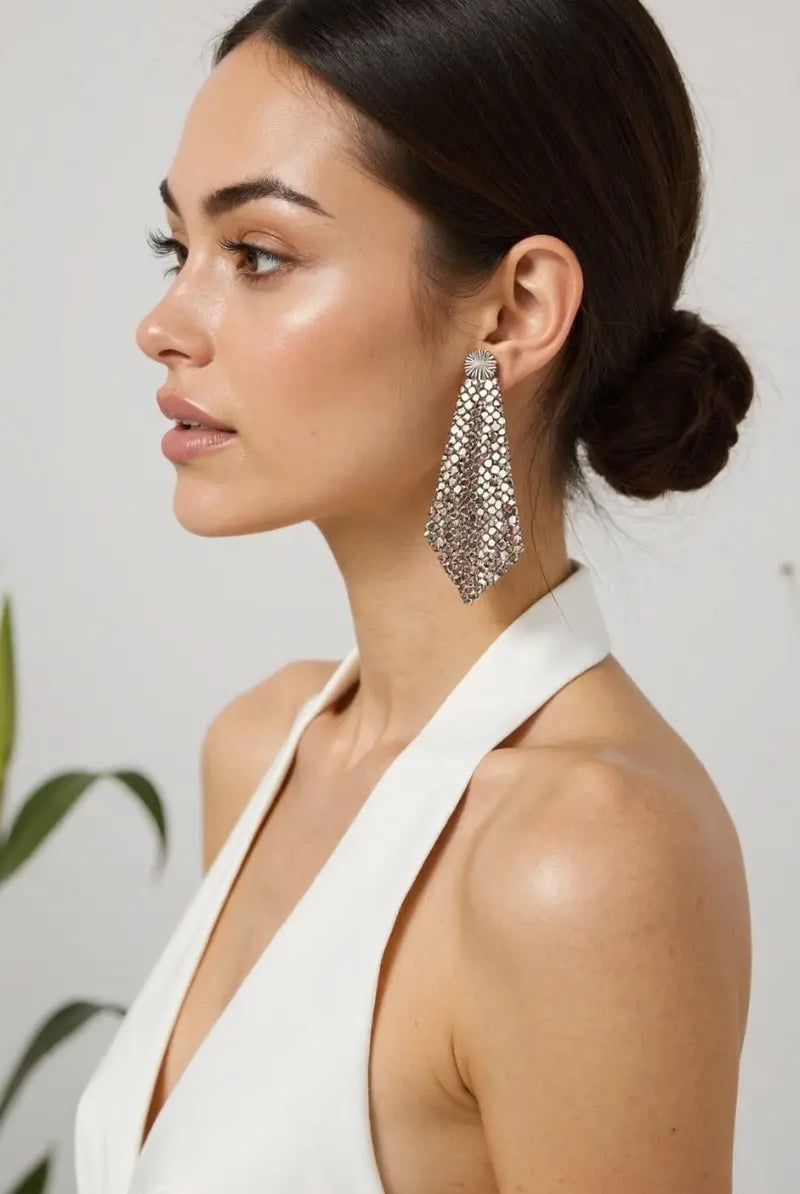 Orchid Sequins Earrings – 18K Gold & White Gold Plated with Soft Square Sequin Design All-Glows