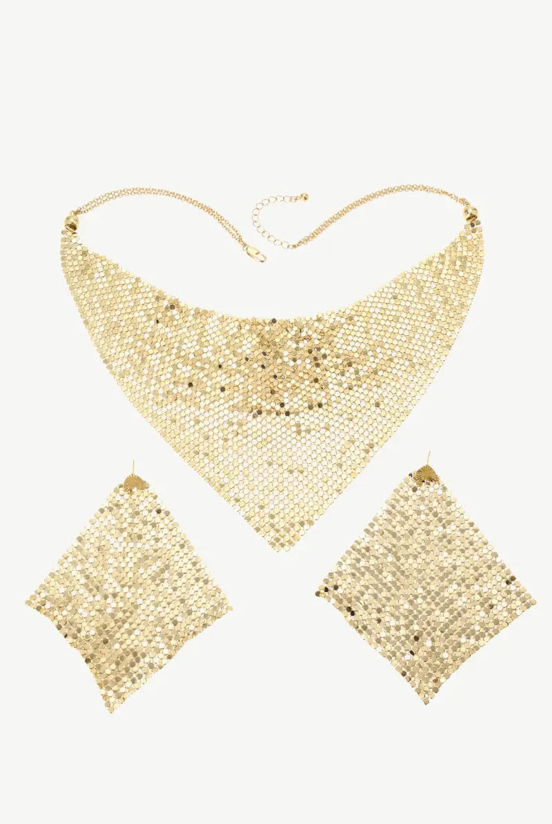 Gold Sequin Necklace Set