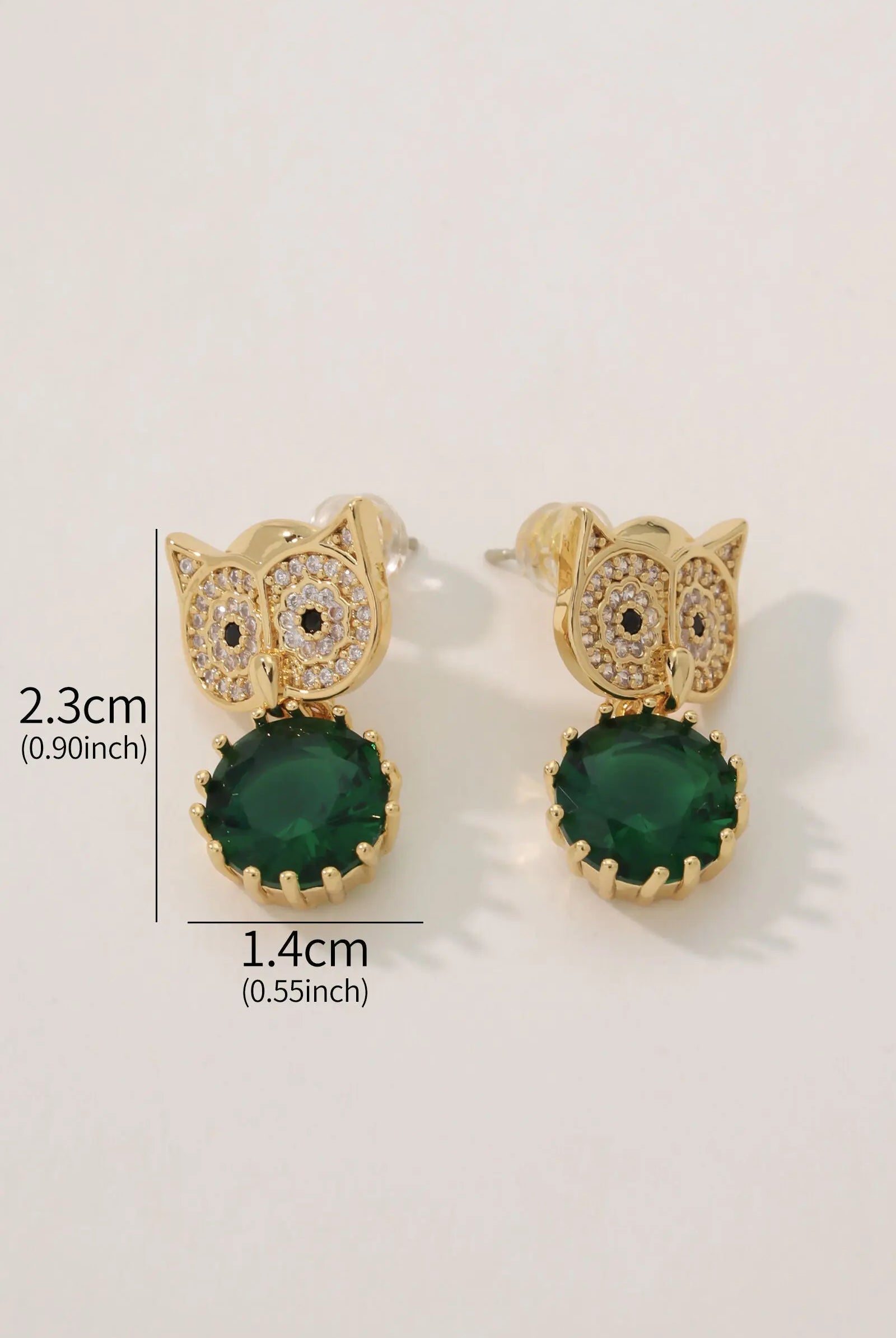 Owl Earrings – 18K Gold-Plated Brass with Zirconia All-Glows