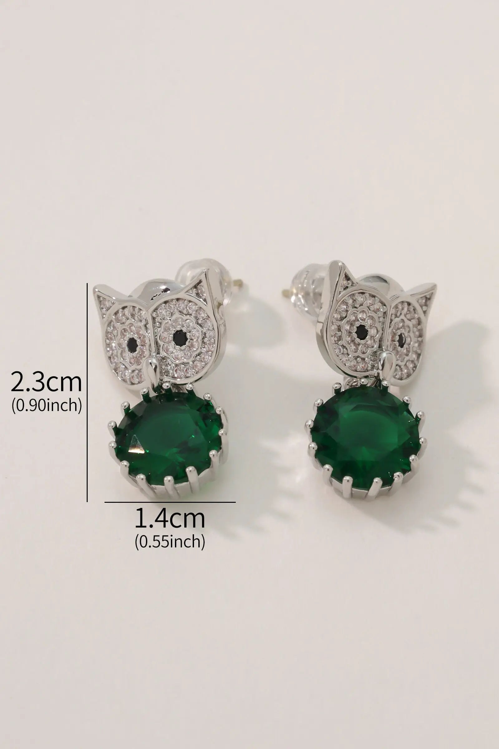 Sparkling Platinum Owl Earring