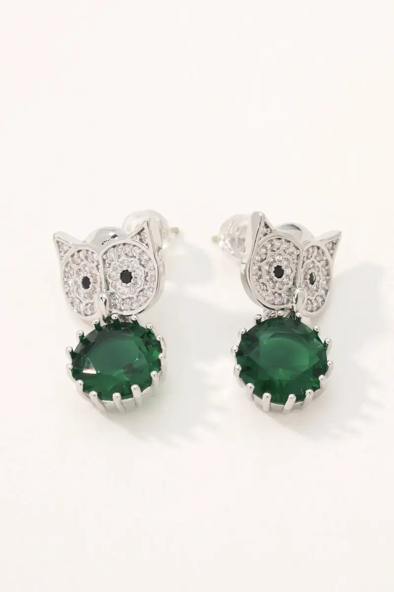 Elegant Platinum Owl Earring