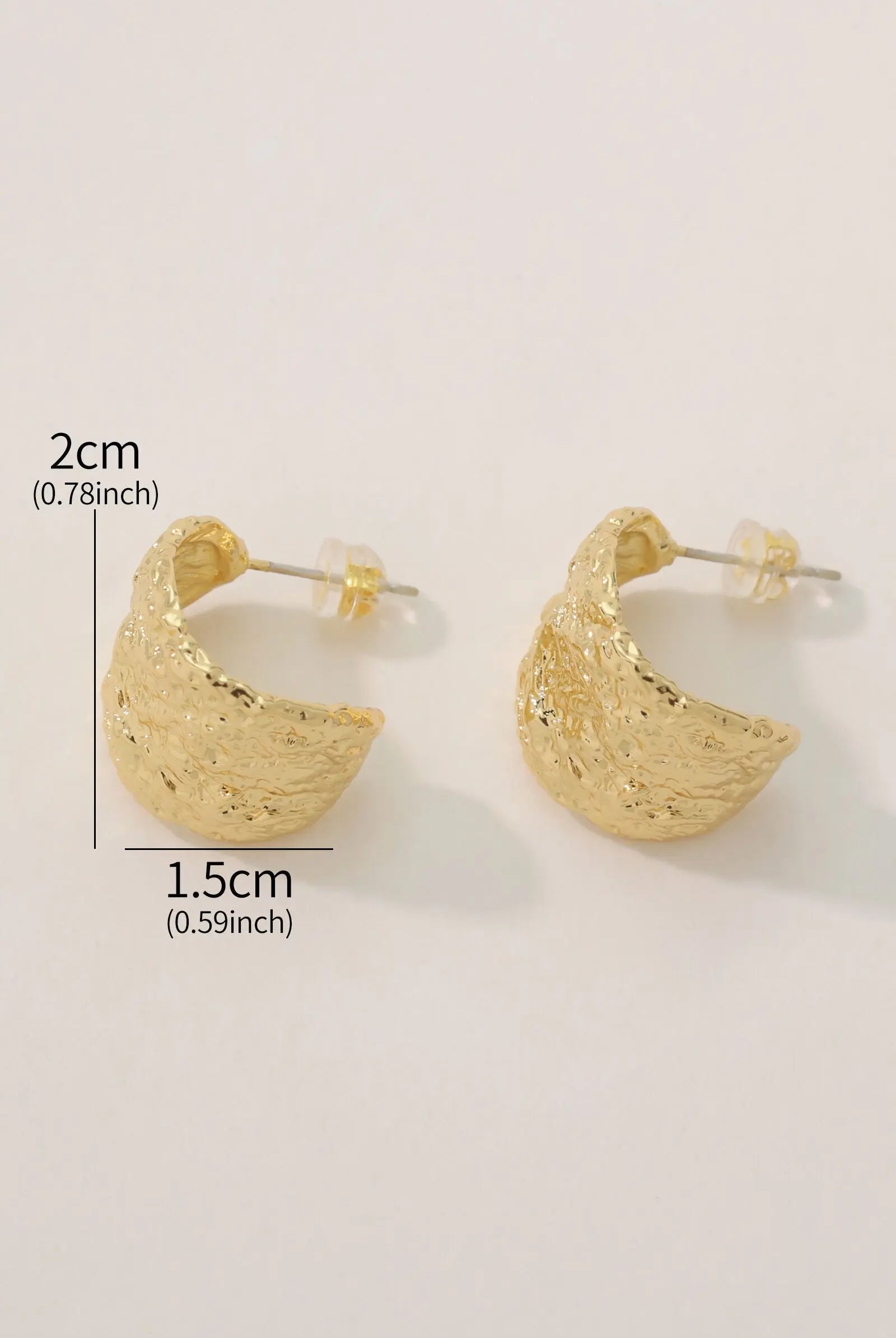 Petal Earring Studs: 18K Gold-Plated Brass with Hammered Organic Texture All-Glows