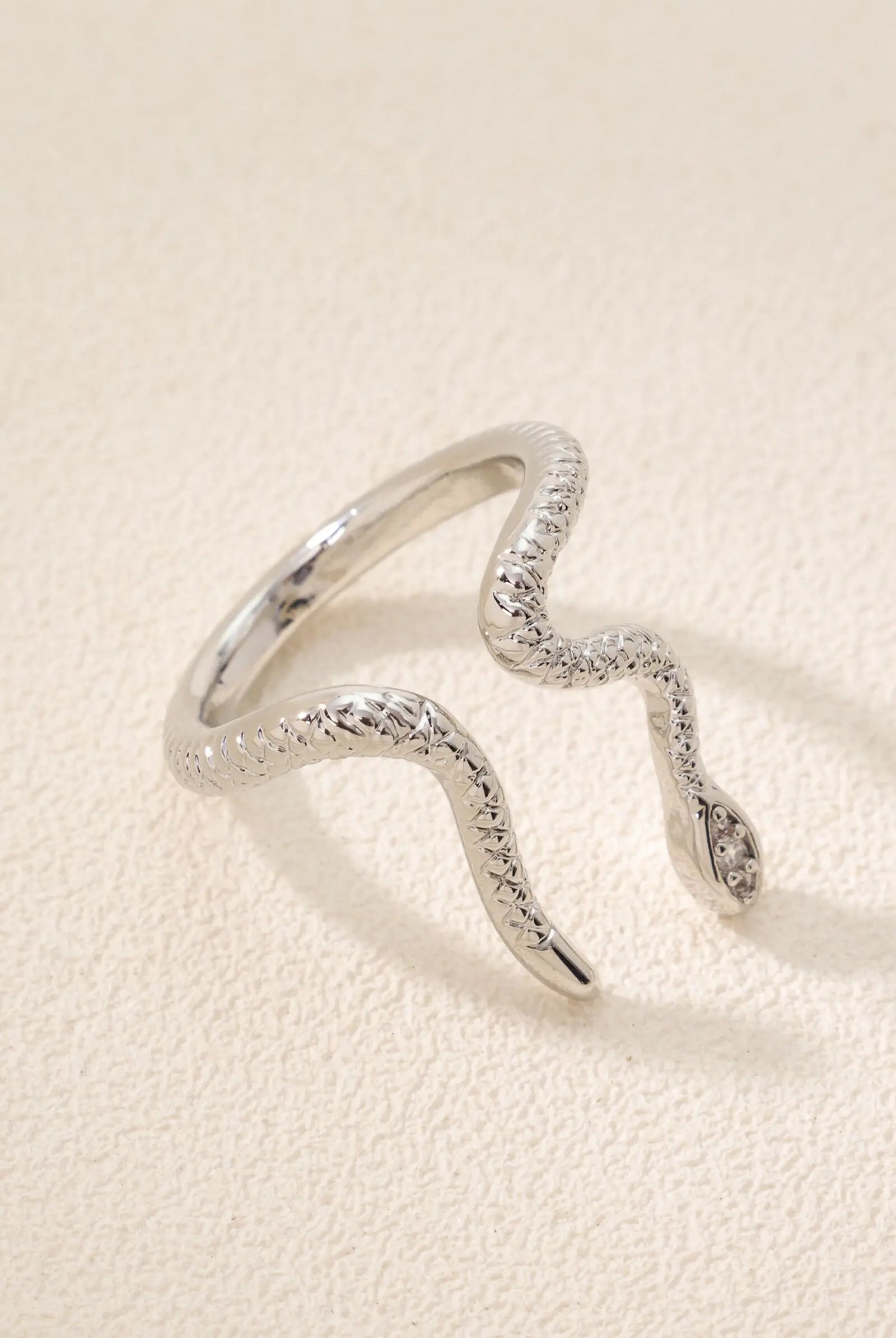 Phoenix Ring – 18K Gold Plated Snake Wrap Ring, Textured Serpent Design with Pave Zirconia All-Glows