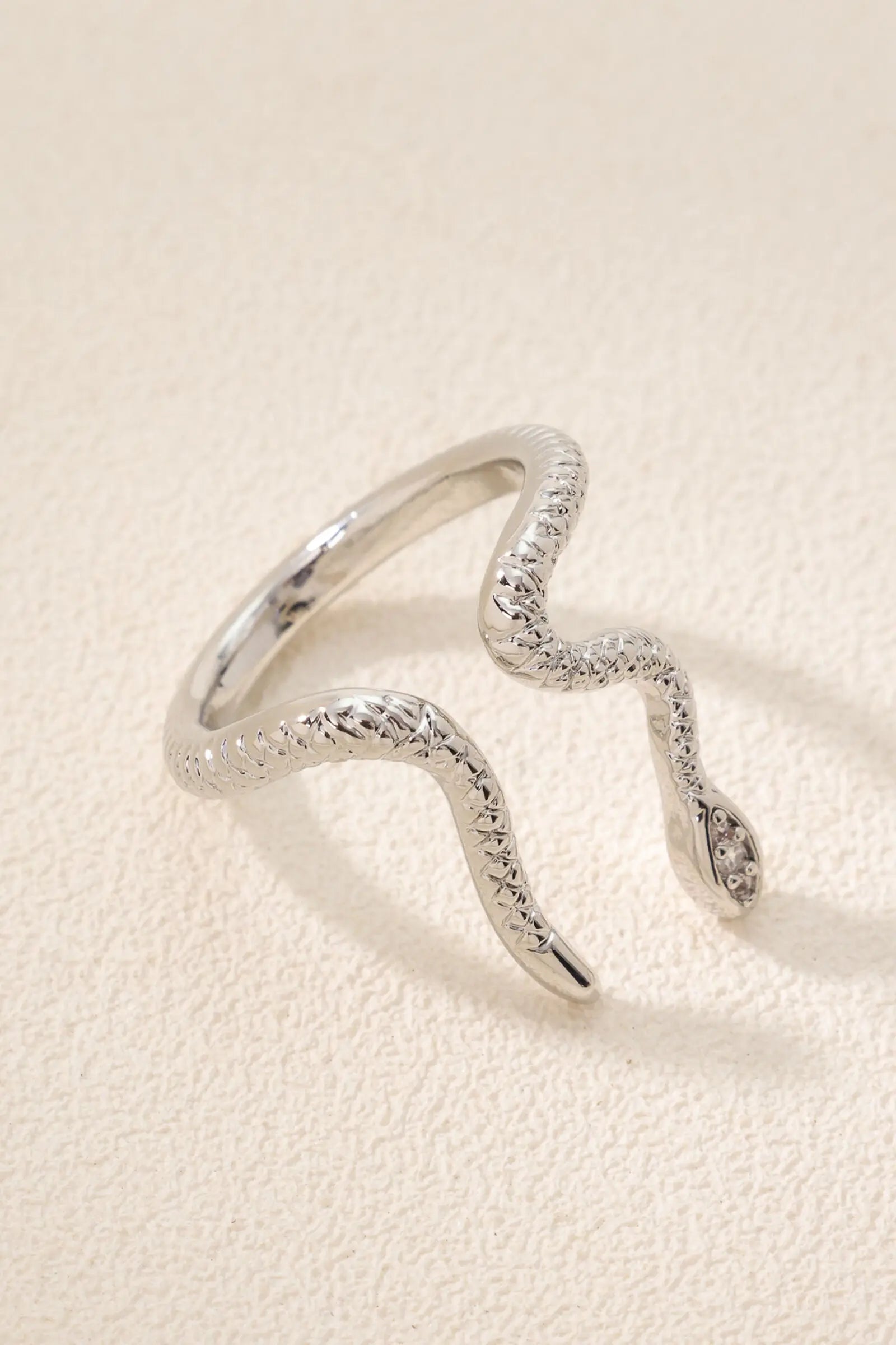 Phoenix Ring – 18K Gold Plated Snake Wrap Ring, Textured Serpent Design with Pave Zirconia All-Glows