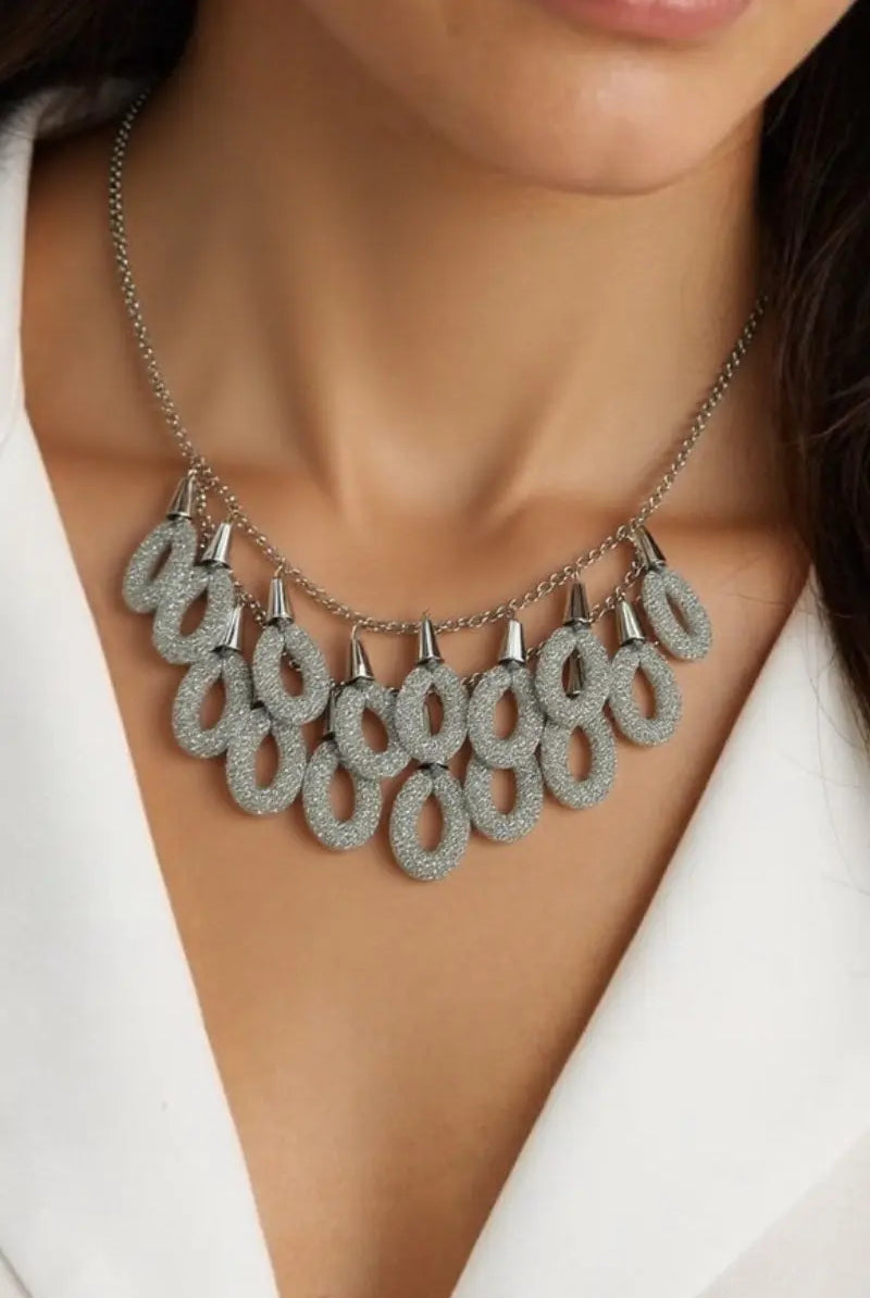 Rose Multi-strand Necklace - Chic 18K Gold-Plated Brass Mesh with Sparkling Crystal-Encased Rings - Layered Fashion Jewelry All-Glows