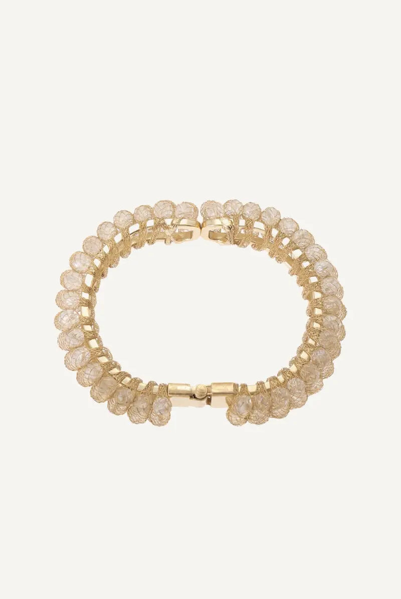 Ruby Bangle – 18K Gold-Plated Brass Wire-Wrapped Crystal Bangle All-Glows