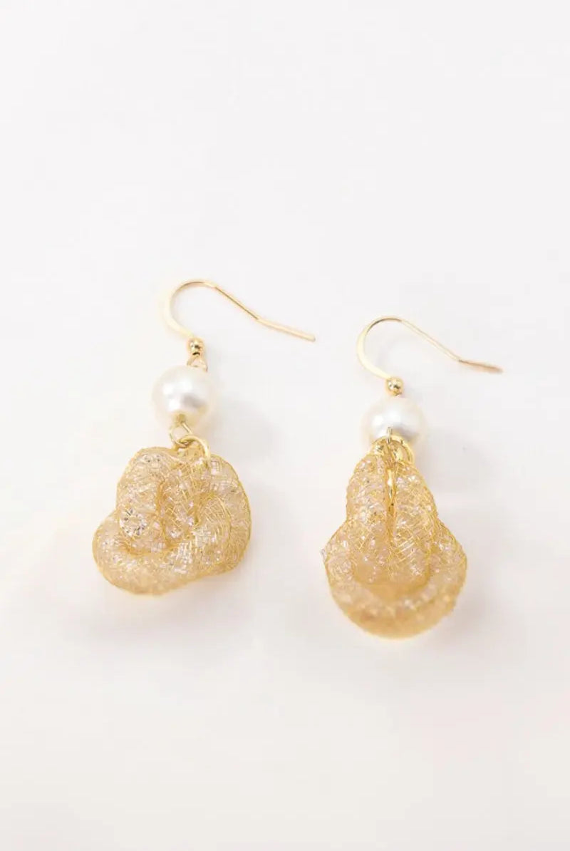 Ruby Earrings – 18K Gold Plated Brass Mesh-Wrapped Crystal Earrings All-Glows