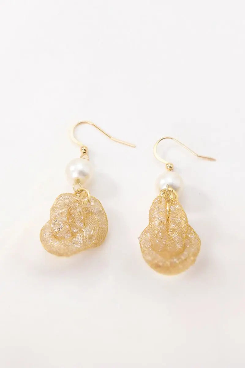 Ruby Earrings – 18K Gold Plated Brass Mesh-Wrapped Crystal Earrings All-Glows