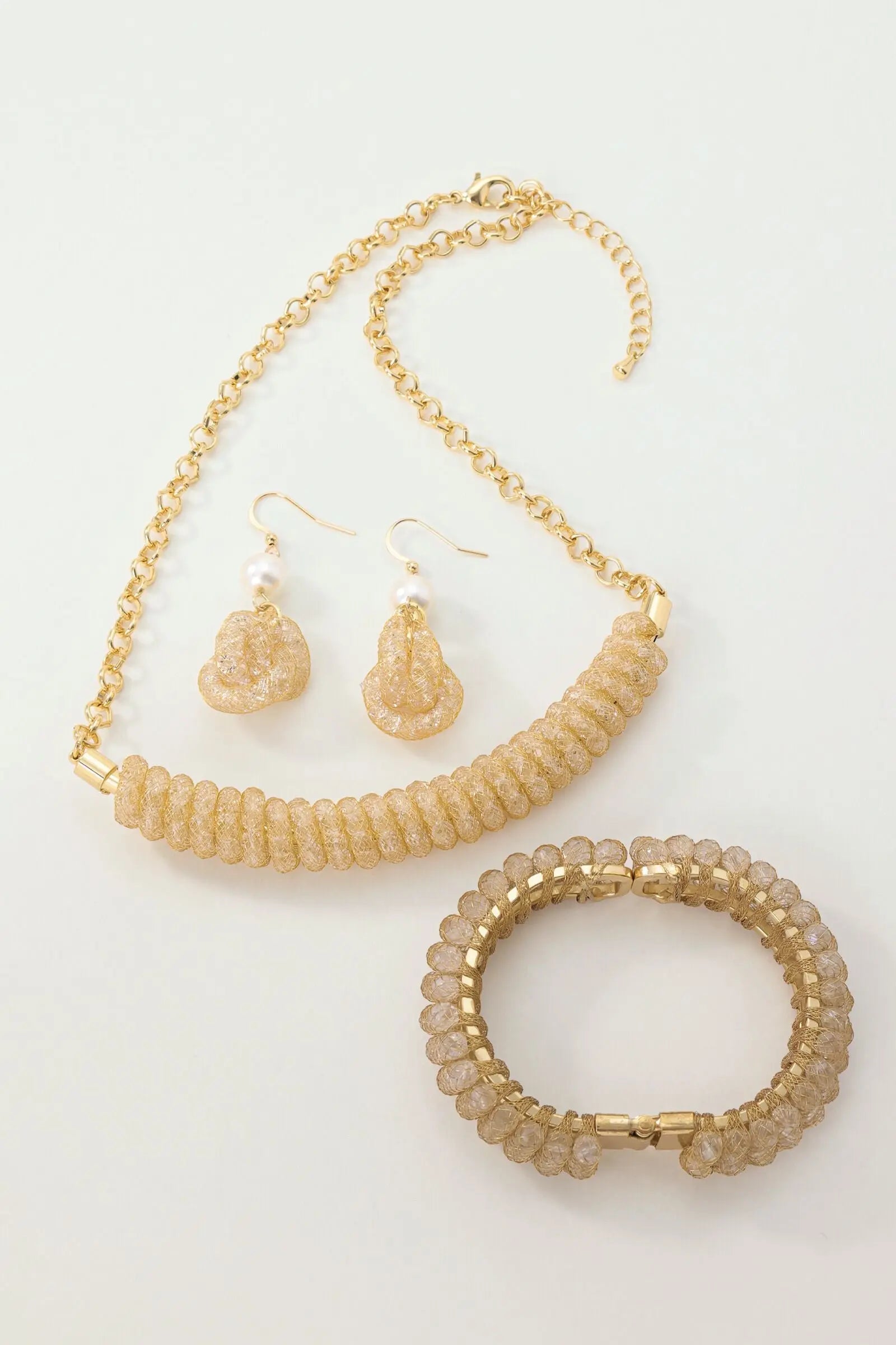 Ruby Golden Mesh Handmade Jewelry Set All-Glows