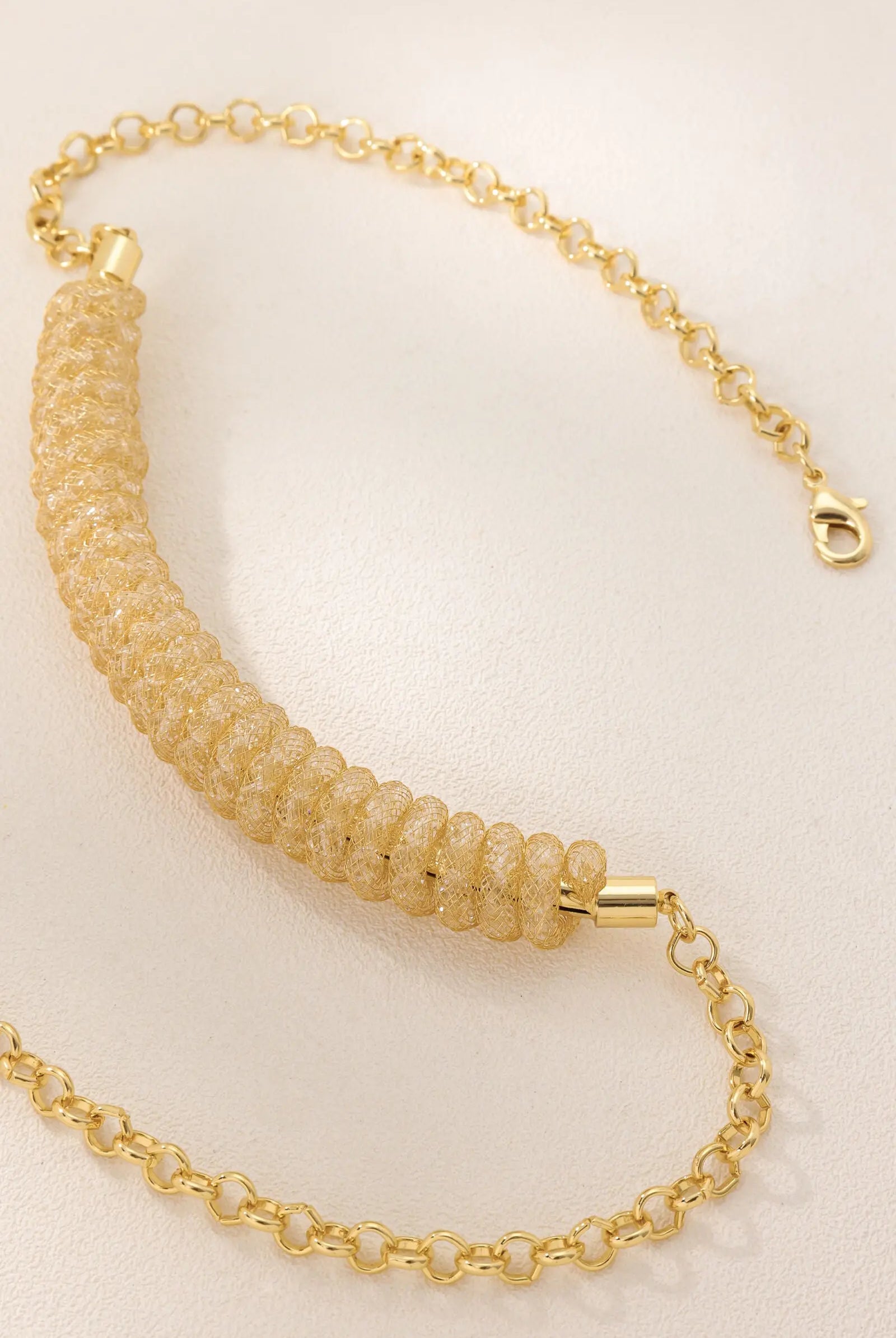 Ruby Golden Mesh Handmade Jewelry Set