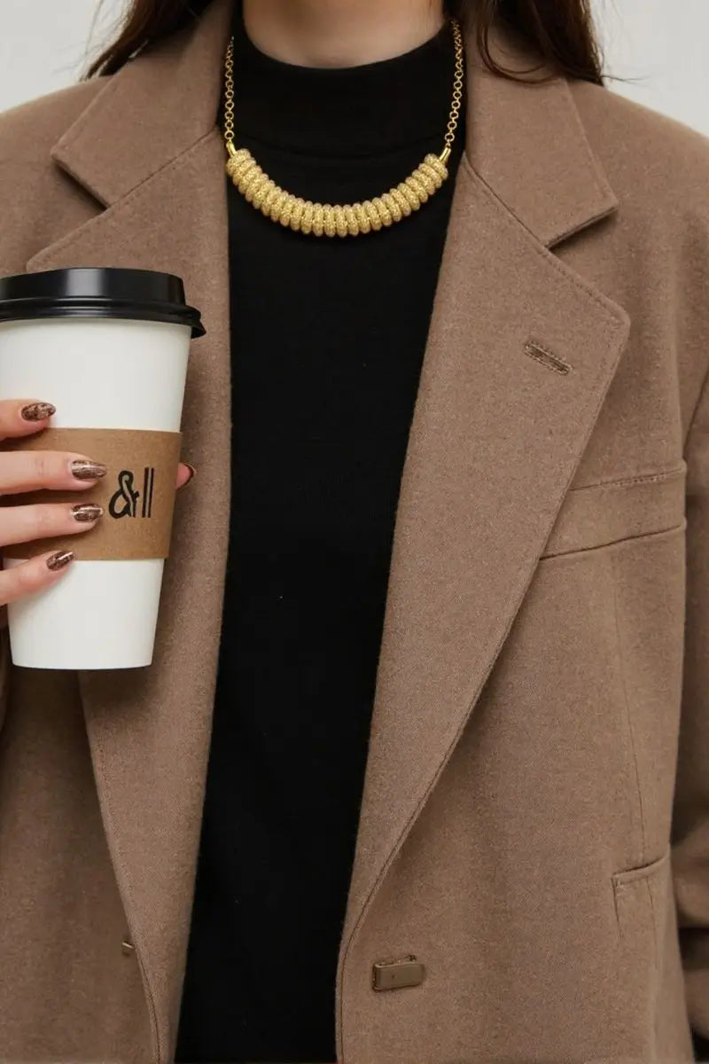 Ruby Necklace – 18K Gold Plated Brass Cable Chain with Crystal Encased in Gold Mesh All-Glows