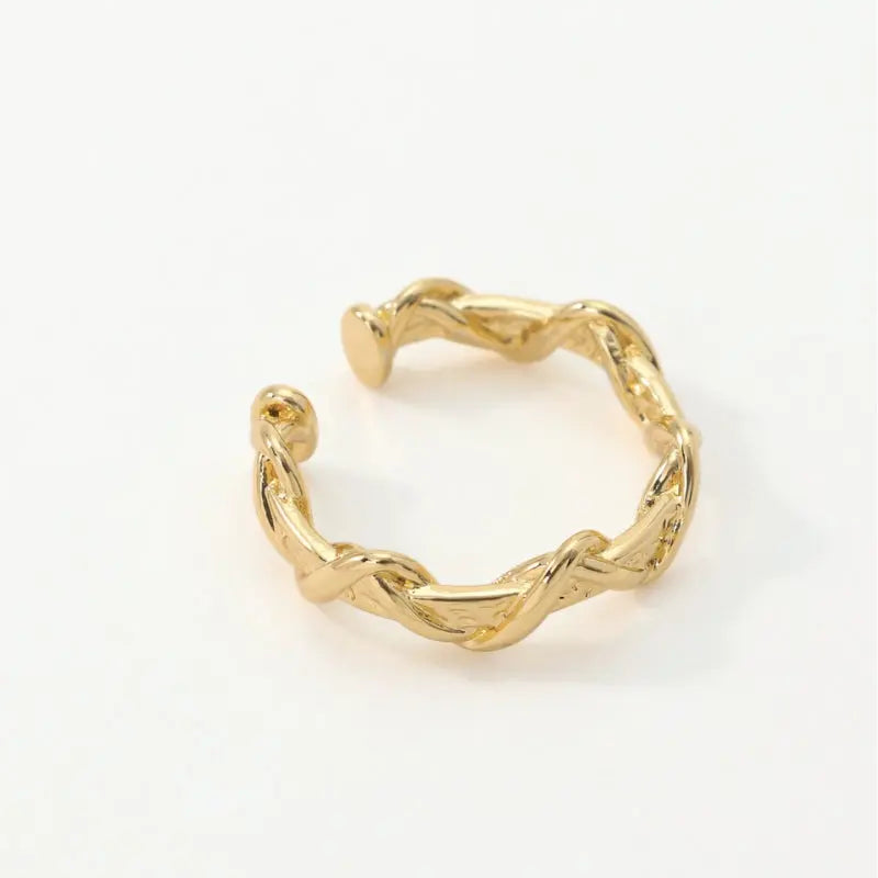 Saturn Open Ring Twisted Geometric Design in 18K Gold-Plated Brass - A Modern Statement Piece All-Glows