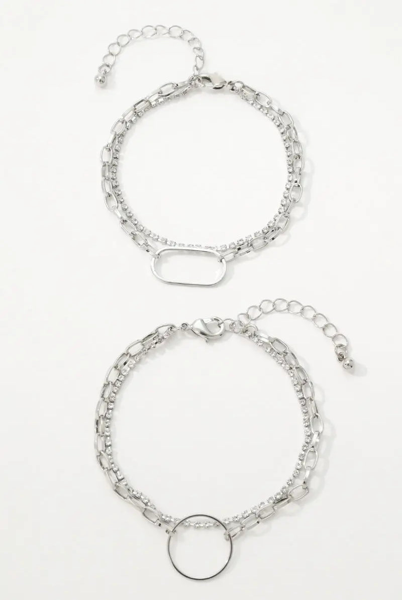 Spring Bracelet – Brass-Plated White Gold Tennis Bracelet with Large Round Link and Czech Crystals All-Glows