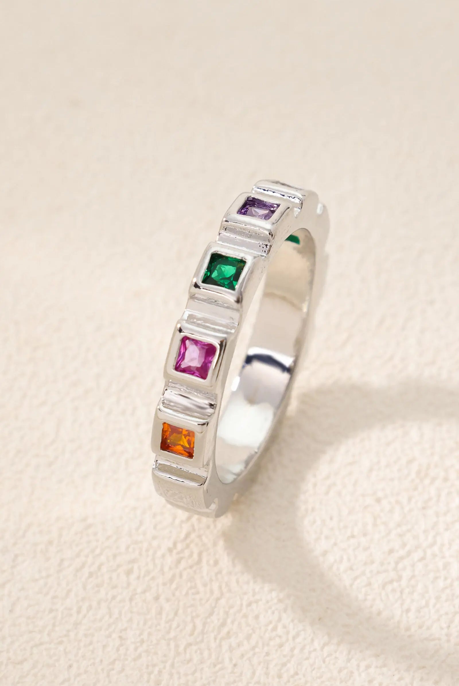 Stardust Ring – 18K Gold-Plated Stackable Gear Ring with Multi-Colored Zirconia Stones