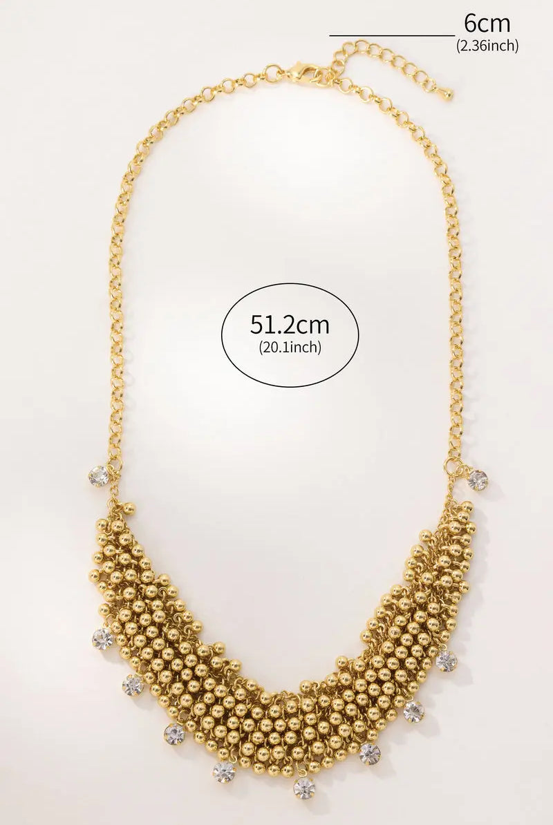 Tulip Cluster Necklace - Elegant Woven Spheres in 18K Gold-Plated Brass - Available in Gold and Platinum Finishes All-Glows