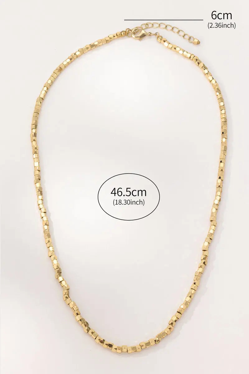 Venus Cubic Chain Necklace - Minimalist Multi-Faceted Beaded Design in 18K Gold-Plated Brass All-Glows