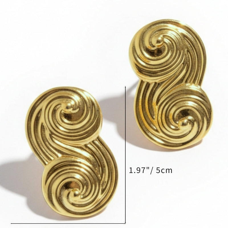 Large gold Seraphina infinity-inspired stud earring dimensions