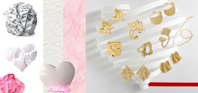 Gold Crumpled Heart Collection Online