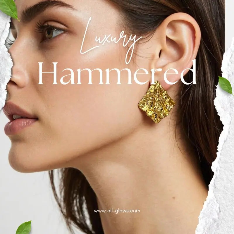 Bold modern gold plated ring with hammered texture