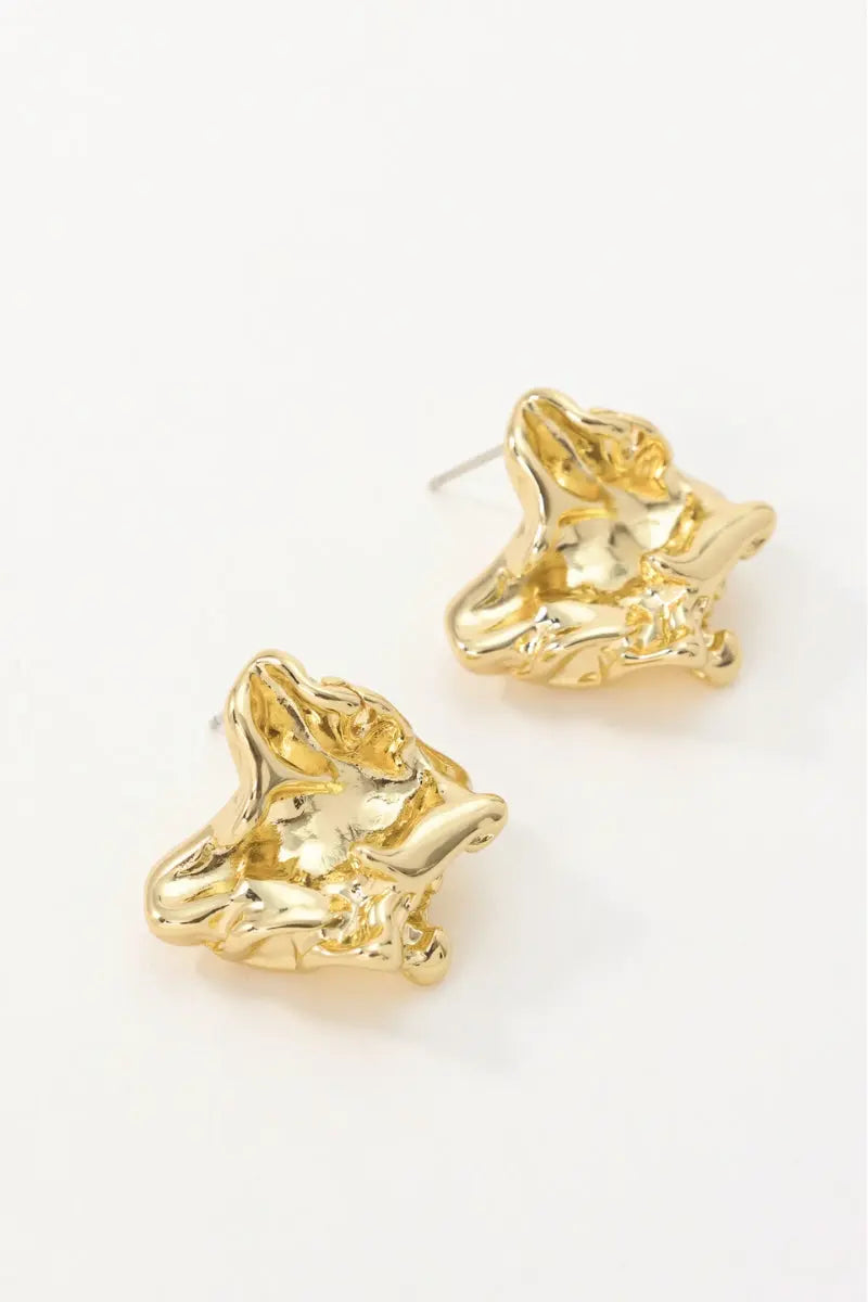 Crush Earrings 18K Gold-Plated Organic Crumpled Design 