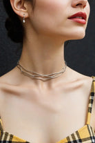Allure Necklace: 18K Gold-Plated Layered Necklace with Arched Tubes and Beads All-Glows