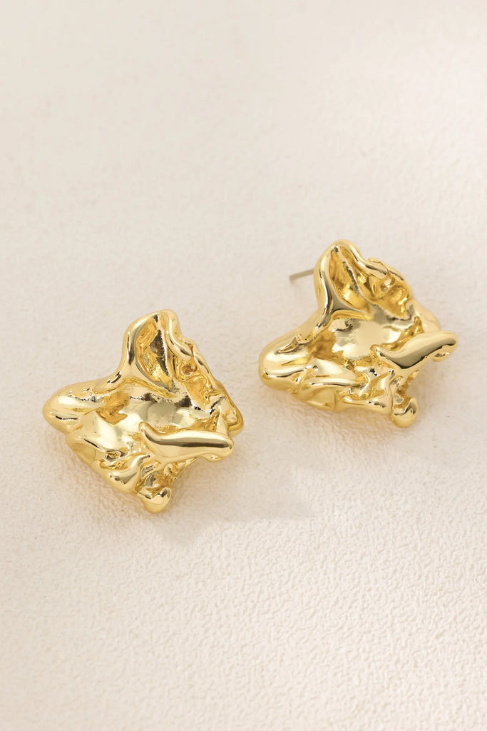 Crush Earrings 18K Gold-Plated Organic Crumpled Design Inspired by Romantic Letters All-Glows