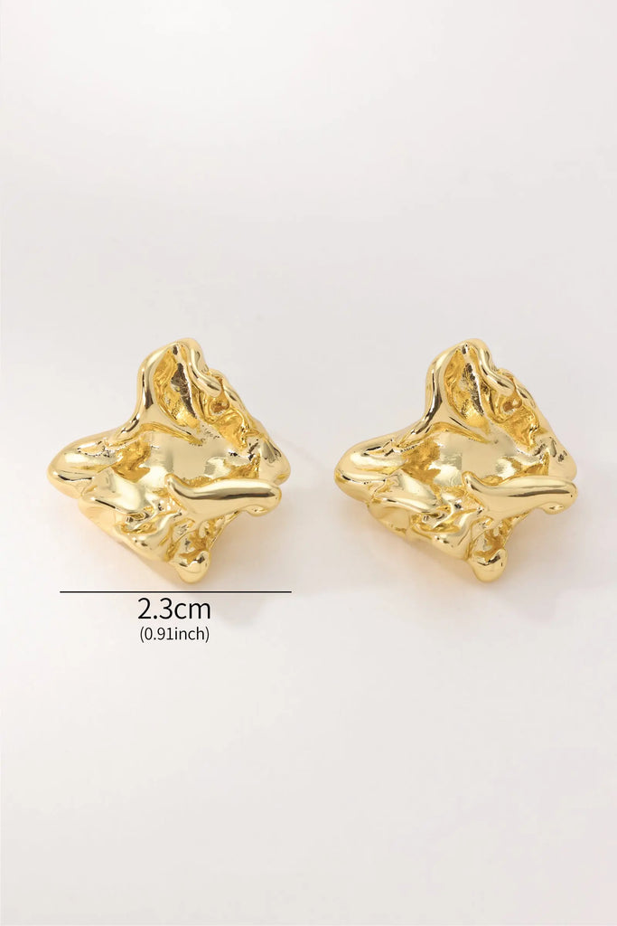 Crush Earrings 18K Gold-Plated Organic Crumpled Design Inspired by Romantic Letters All-Glows