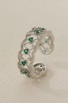 Platinum Openwork Diamond Motif and Sparkling Zirconia Ring