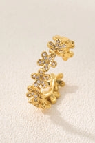 Daisy Flower Open Ring 18K Gold-Plated Daisy Design with Sparkling Zircon Stones All-Glows