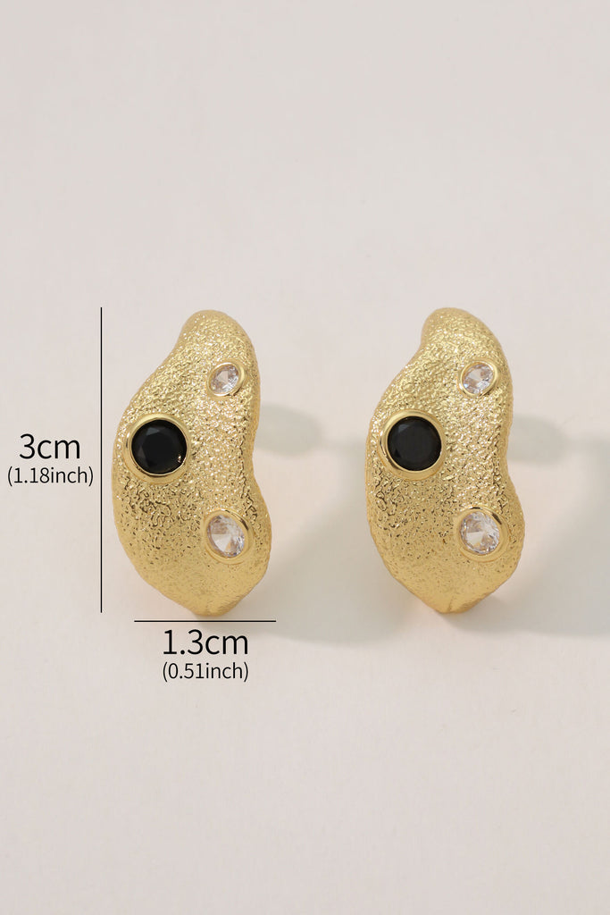 Desire Earring Drop: 18K Gold-Plated Brass with Irregular Bead Design and Zirconia Accents All-Glows