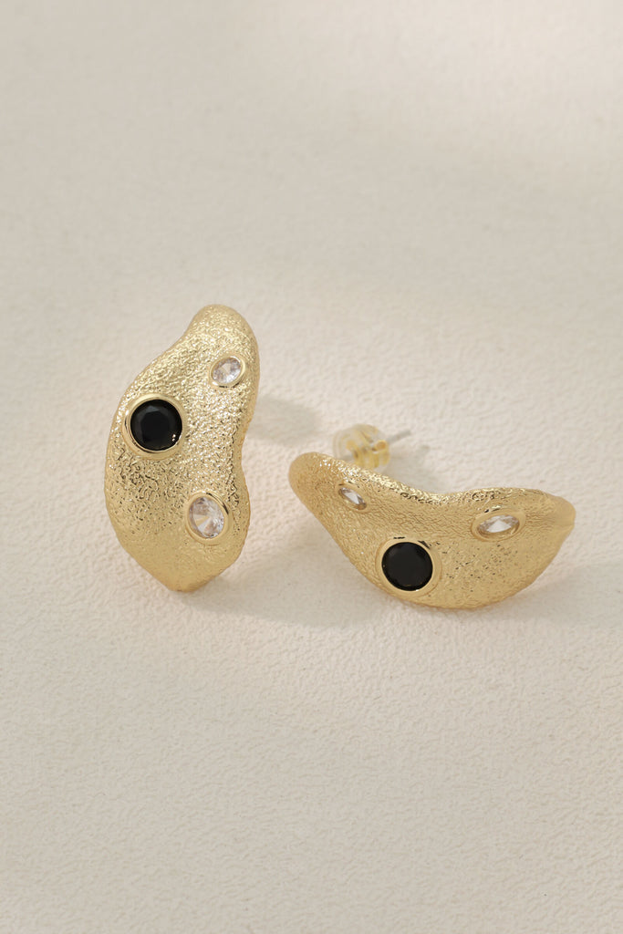 Desire Earring Drop: 18K Gold-Plated Brass with Irregular Bead Design and Zirconia Accents All-Glows